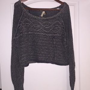 Free People crop, cotton, cable, ots sweater